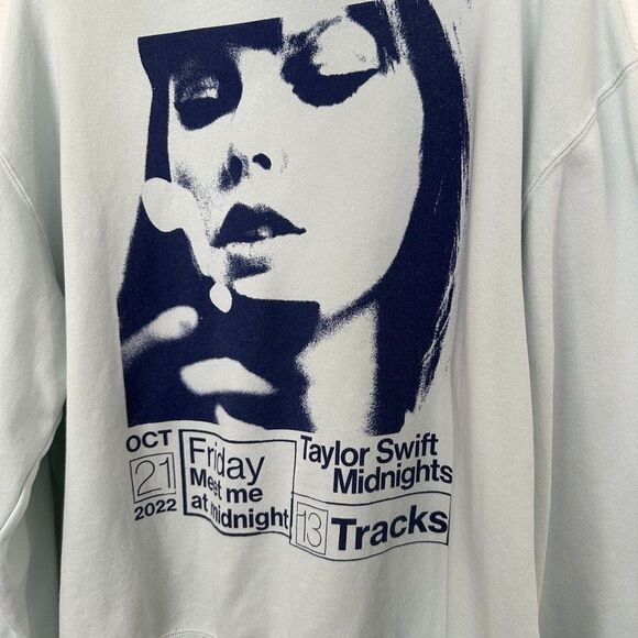 Taylor Swift Midnights Hoodie Album Promo 2022 Light Blue Size Large Eras Tour - Picture 8 of 11